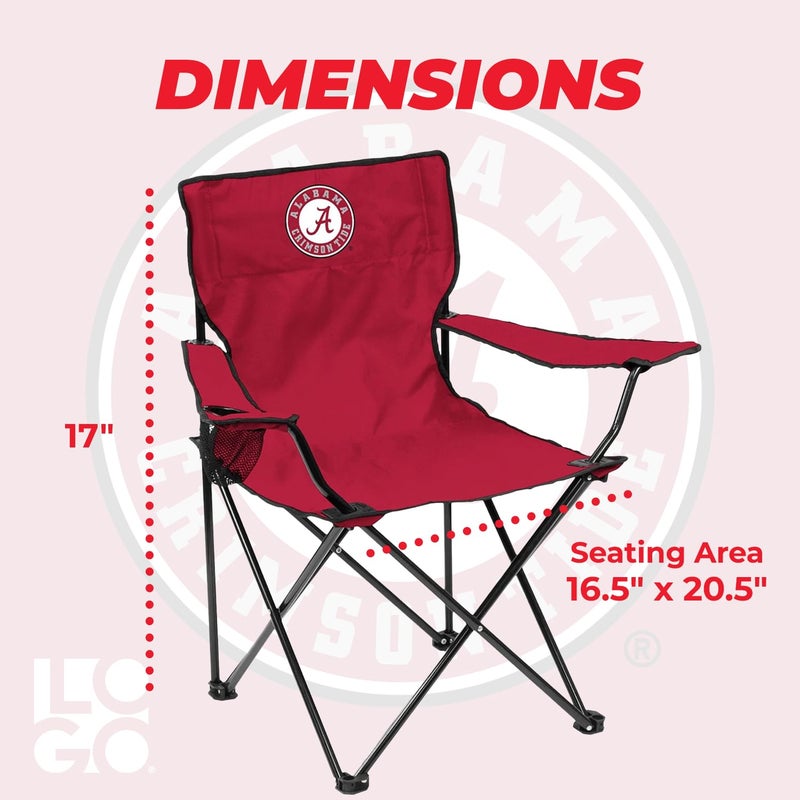 Logo Brands NCAA Alabama Crimson Tide Quad Chair, Unisex Adult Chair with One Cup Holder, Team Color, One Size - Image 4